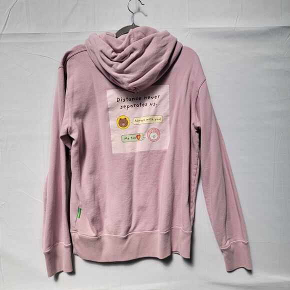 Line Friends Pink 100% Cotton Sweat Pullover Hoodie Kangaroo Pocket Size S - Picture 3 of 9